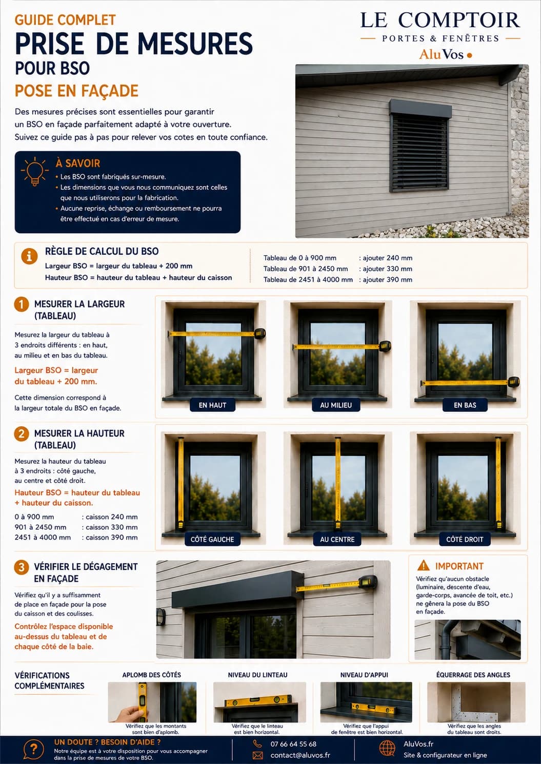 Guide illustré de prise de mesures pour un BSO posé en façade