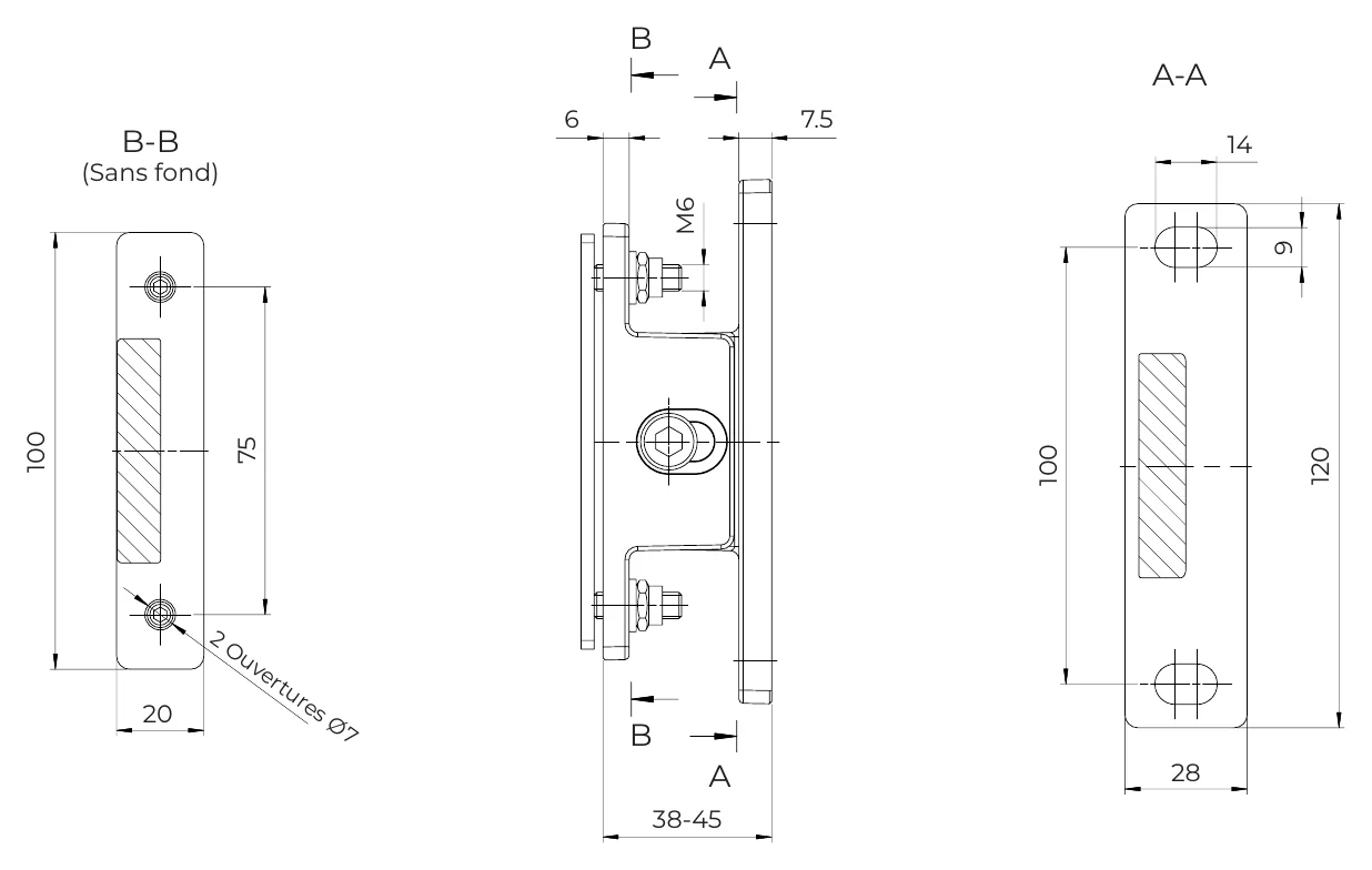 Support réglable autoportant type 38-45