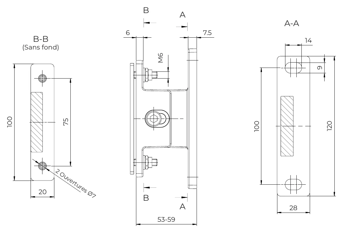 Support réglable autoportant type 53-59