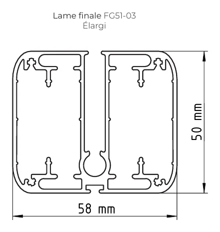 Section de la barre de charge élargie FG51-03 du store zip 120