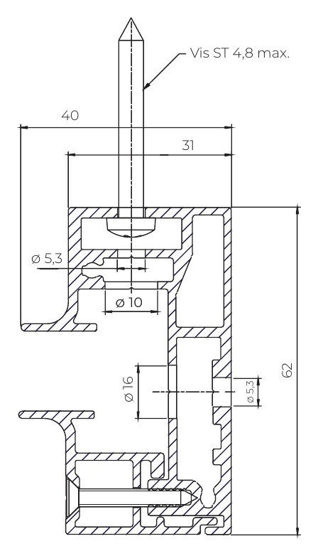 Fixation frontale de la coulisse du store zip 120 directement au mur