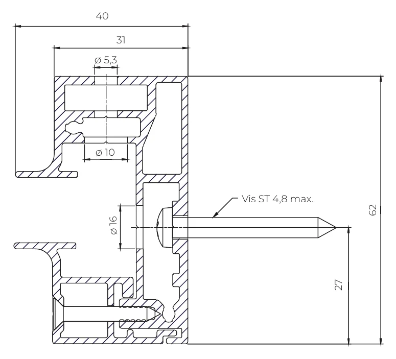 Fixation latérale de la coulisse du store zip 120 directement au mur