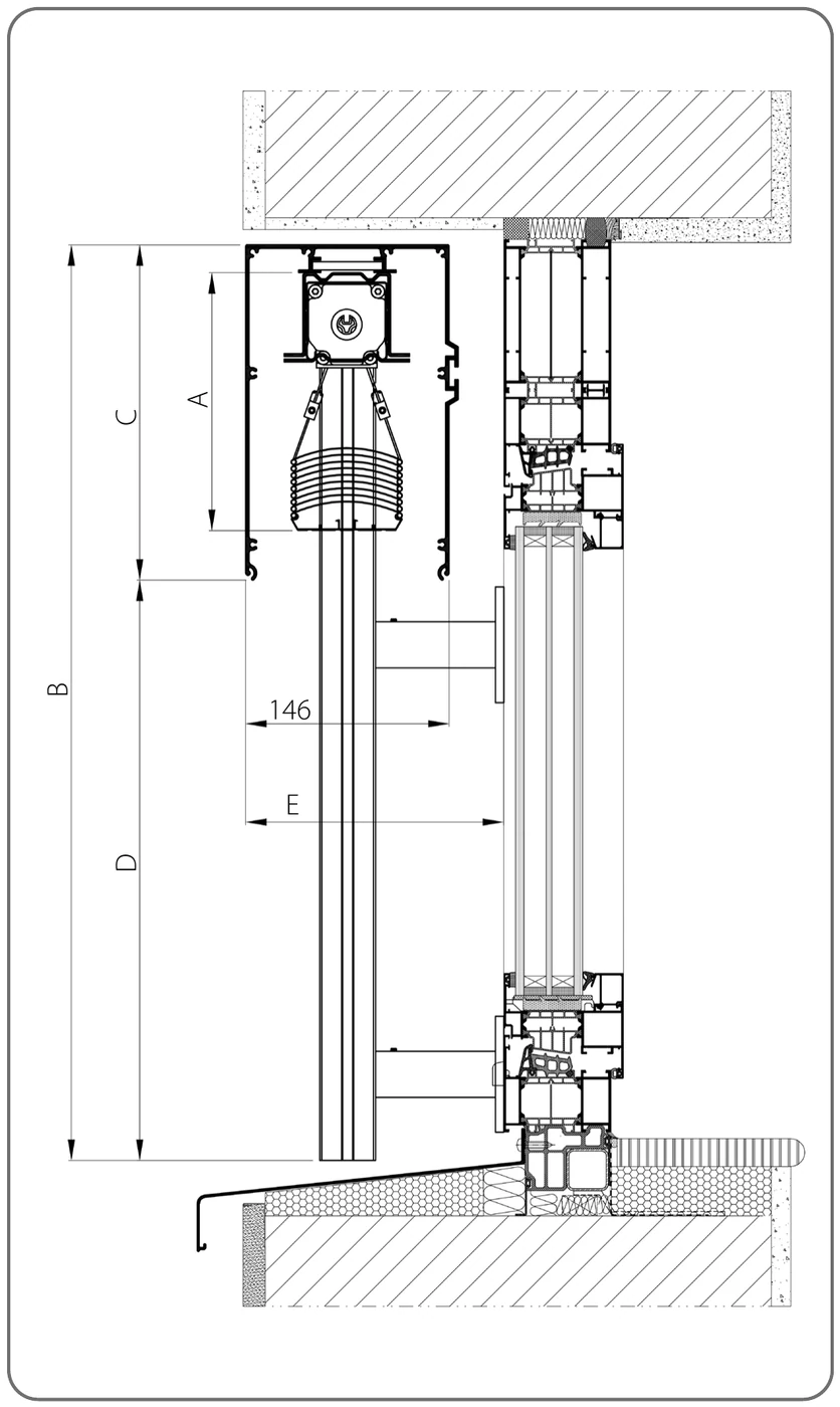 Coupe verticale de principe