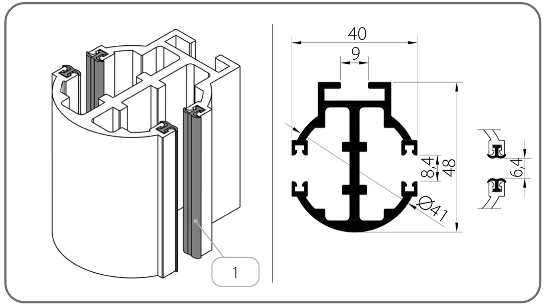 Coulisse de séparation PPDO-P SZF/2/x